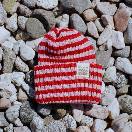 Tuque maritime enfant - rayée Framboise